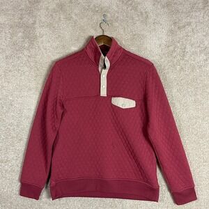 UNTUCKit Carufe Sweater Mens Size Small S‎ Red 1/4 Quarter Snap Pullover Quilted